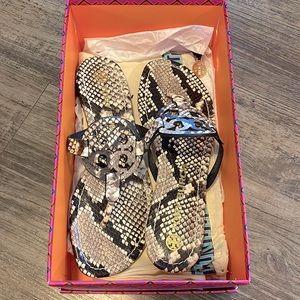 Brand new stamped snake printed Tori Burch miller sandals.